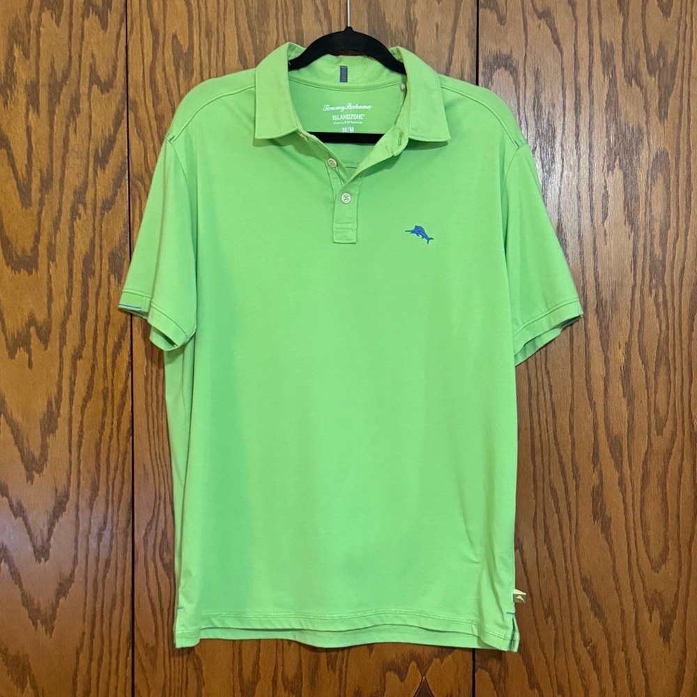 Tommy Bahama IslandZone Polo Shirt M Green 37.5 Tech Performance